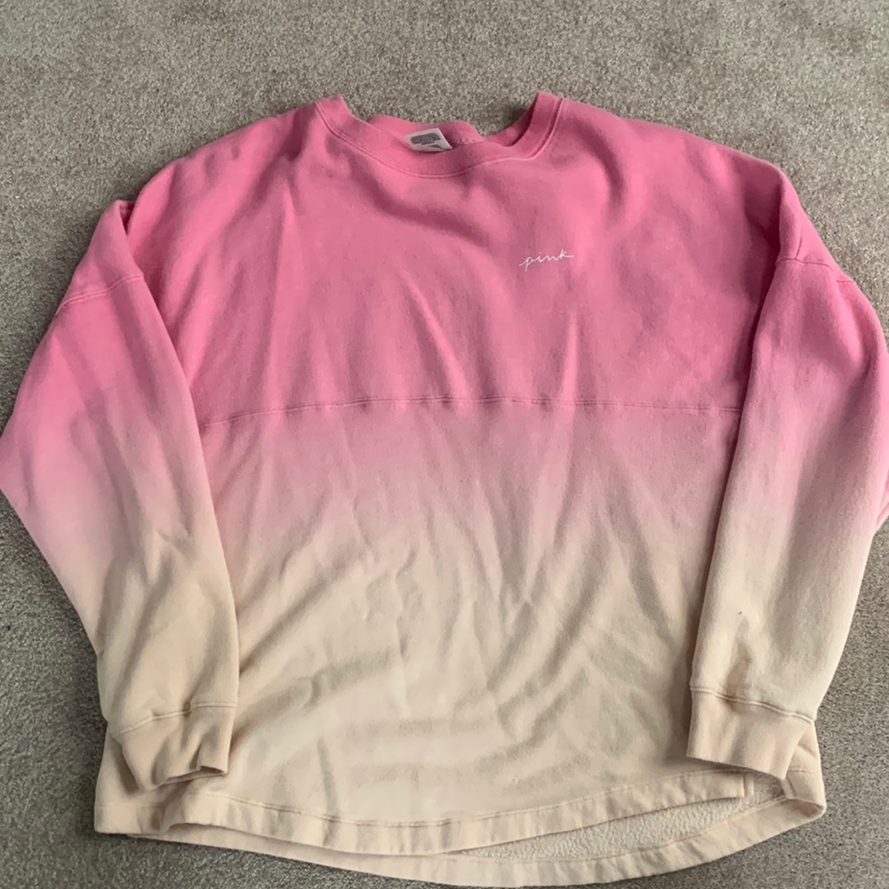 PINK varsity crew in a sunrise color tone